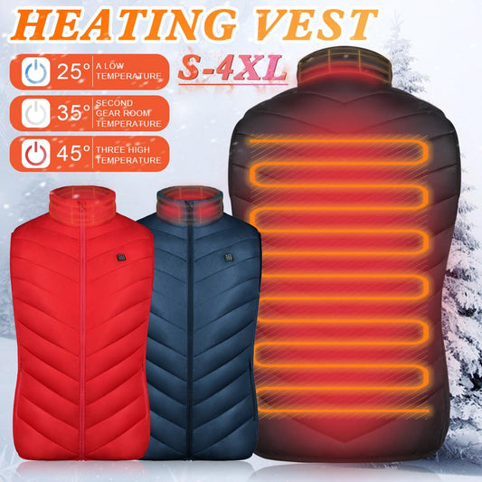 Winter Electric Heating Jacket USB Heated Vest Feather Camping Hiking Riding Golf Hunting Thermal Clothing For Men & Women