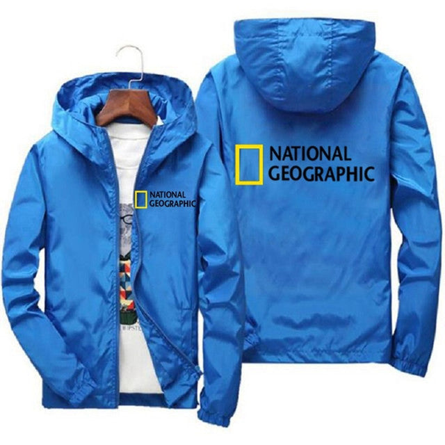 National Geographic Jacket Men's Survey Explorer Top Jacket Men's Fashion Outdoor Clothing Funny Windbreaker Hoodie