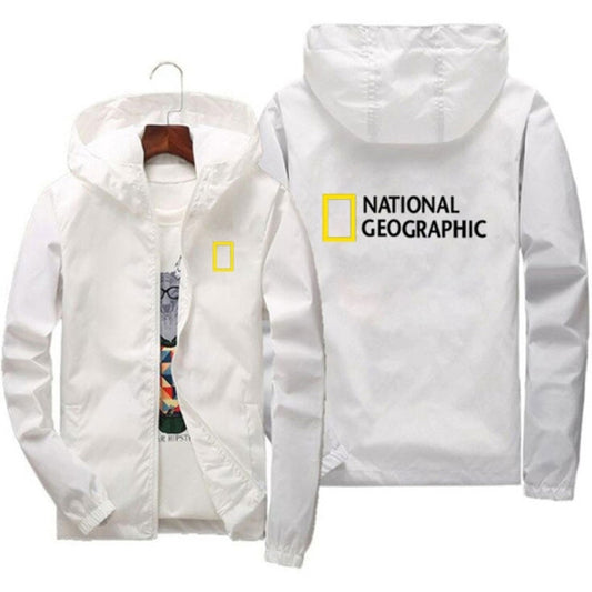 National Geographic Jacket Men's Survey Explorer Top Jacket Men's Fashion Outdoor Clothing Funny Windbreaker Hoodie