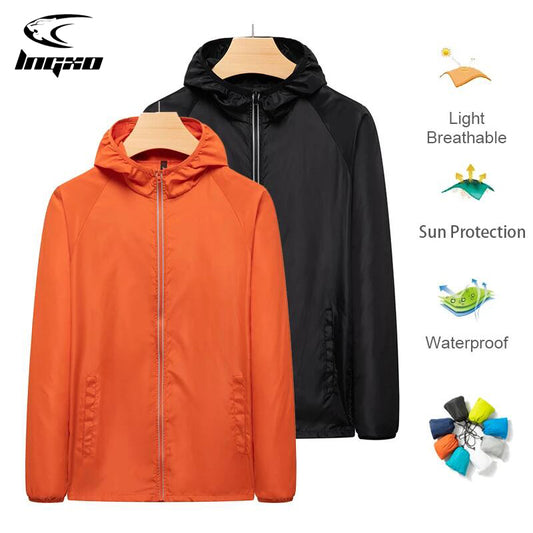 LNGXO Men's Hiking Camping Waterproof Jacket Women Reflective Sun Protection Clothing Unsiex Large Size Outdoor Windbreakers