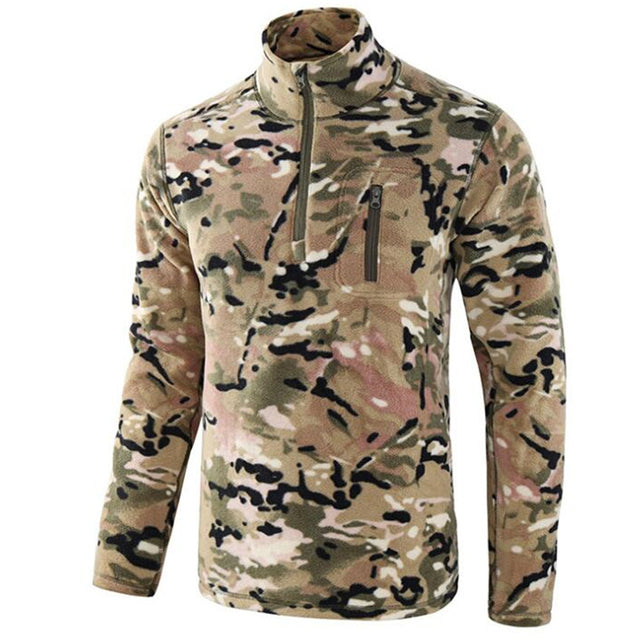Men Fleece Hiking Jackets Outdoor Windproof Warm Outerwear Camouflage Tactical Hiking Sportwear Camping Hunting Fishing Clothing