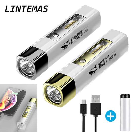 Power Bank Flashlight Portable Mini Waterproof Ultra Bright torch USB Rechargeable Multi-function Powerful flashlight CampLight