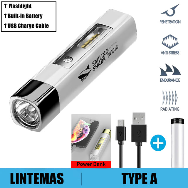 Power Bank Flashlight Portable Mini Waterproof Ultra Bright torch USB Rechargeable Multi-function Powerful flashlight CampLight