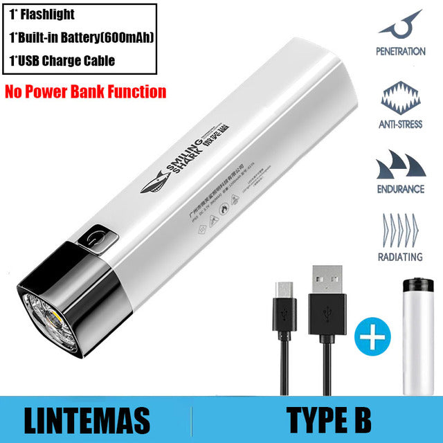 Power Bank Flashlight Portable Mini Waterproof Ultra Bright torch USB Rechargeable Multi-function Powerful flashlight CampLight