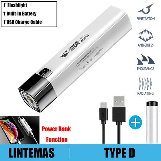 Power Bank Flashlight Portable Mini Waterproof Ultra Bright torch USB Rechargeable Multi-function Powerful flashlight CampLight