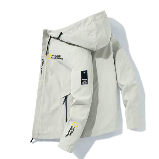National Geographic Clothing Outdoor Camping Hiking Jacket 2021New Men's Breathable Waterproof Hoodie Windbreaker Adventure Suit