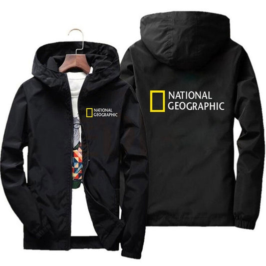 National Geographic Jacket Men's Survey Explorer Top Jacket Men's Fashion Outdoor Clothing Funny Windbreaker Hoodie