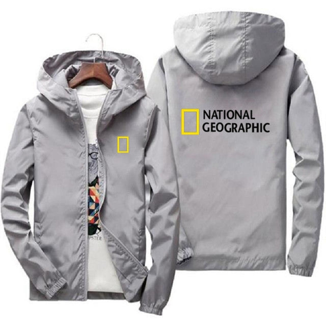 National Geographic Jacket Men's Survey Explorer Top Jacket Men's Fashion Outdoor Clothing Funny Windbreaker Hoodie