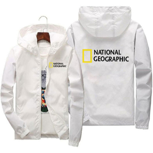 National Geographic Jacket Men's Survey Explorer Top Jacket Men's Fashion Outdoor Clothing Funny Windbreaker Hoodie