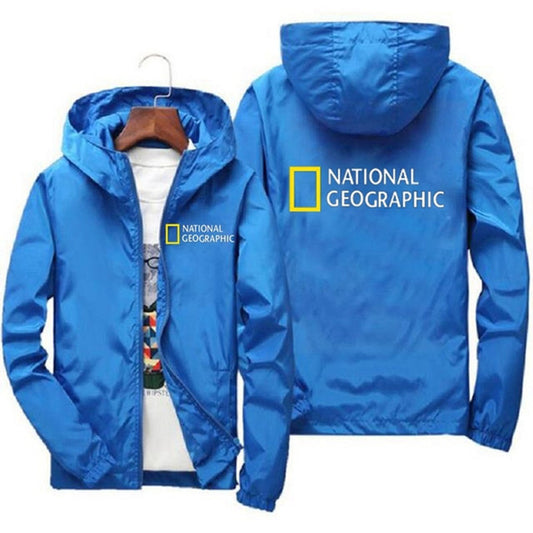 National Geographic Jacket Men's Survey Explorer Top Jacket Men's Fashion Outdoor Clothing Funny Windbreaker Hoodie