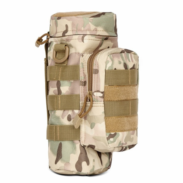 Outdoor Sports Tactical Molle Water Bottle Pouch Camo Camping Hiking Travel Portable Water Bag Kettle Holder Hunting Waist Bags